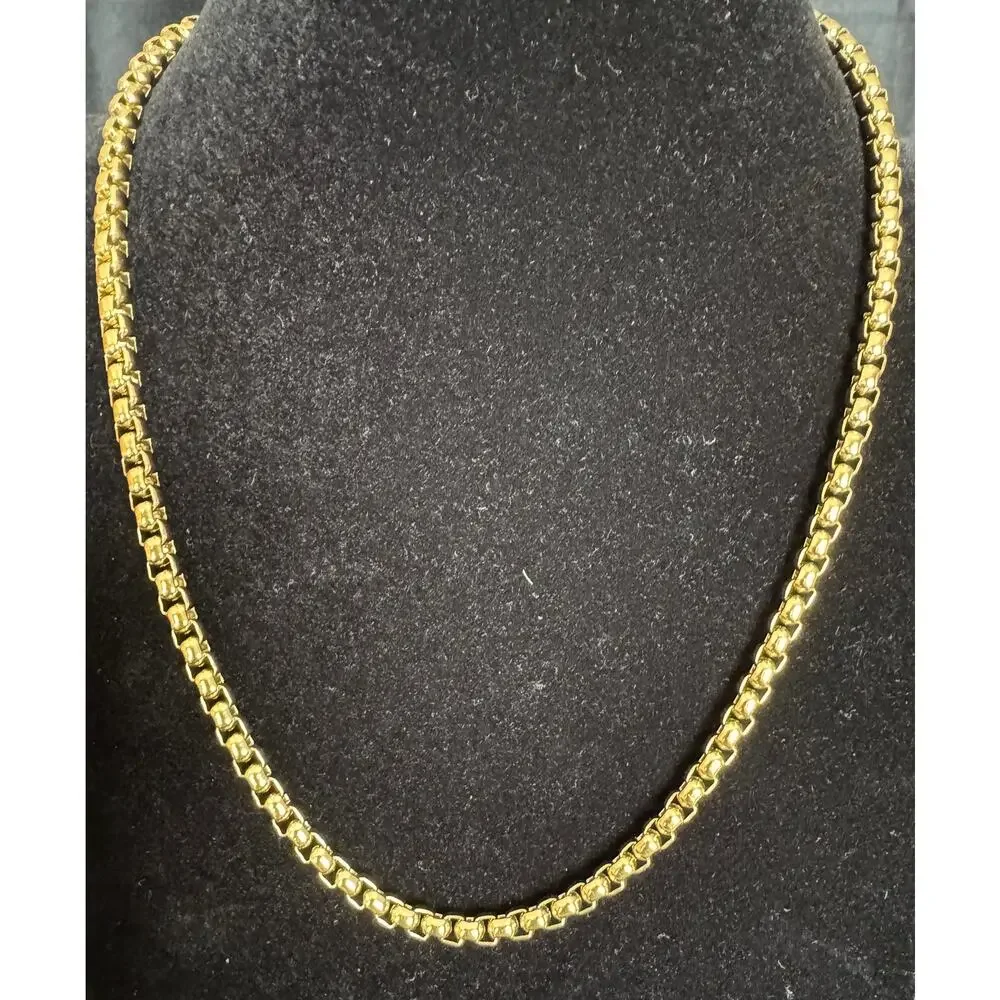 16 Inch Gold Rope Chain Necklace Stainless Steel Classic Twisted Rope N125 - Picture 1 of 4